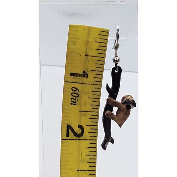 Sloth Earrings Handmade Wooden Hanging From Branch Long Dangle Cute - Picture 6 of 7